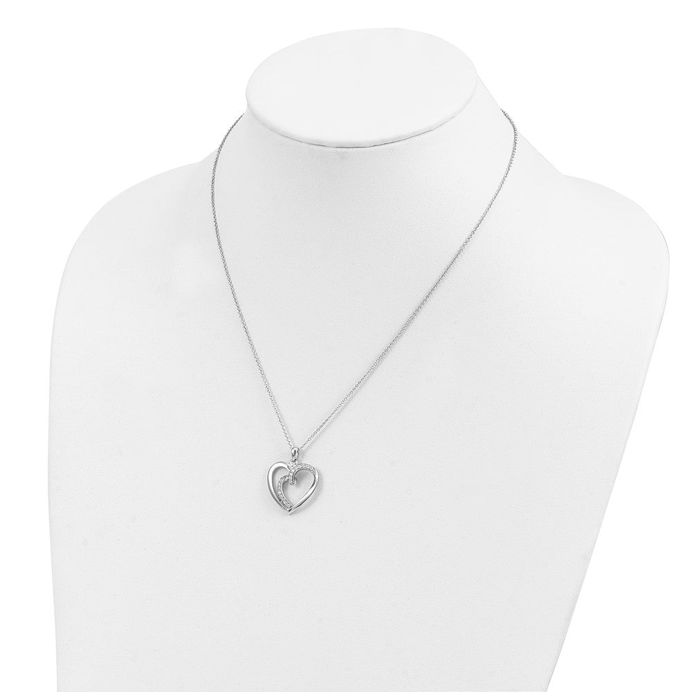 Sterling Silver Sentimental Expressions Rhodium-Plated Cz Two Souls Lived As One 18In Heart Necklace