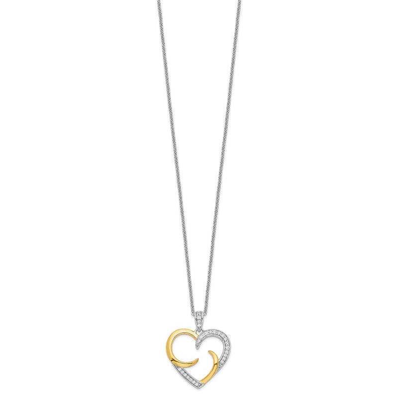 Sterling Silver Sentimental Expressions Gold-Plated The Arms Of Love 18In Heart Necklace