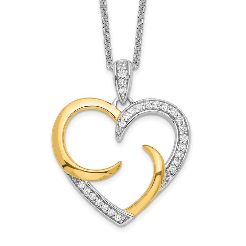 Sterling Silver Sentimental Expressions Gold-Plated The Arms Of Love 18In Heart Necklace