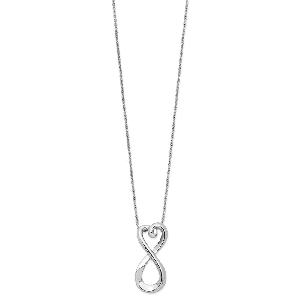 Sterling Silver Sentimental Expressions Rhodium-Plated Polished Infinite Love 18In Necklace