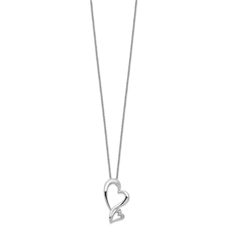 Sterling Silver Sentimental Expressions Rhodium-Plated Cz Protected Heart 18In Necklace