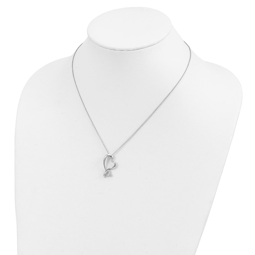 Sterling Silver Sentimental Expressions Rhodium-Plated Cz Protected Heart 18In Necklace