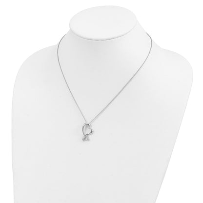 Sterling Silver Sentimental Expressions Rhodium-Plated Cz Protected Heart 18In Necklace
