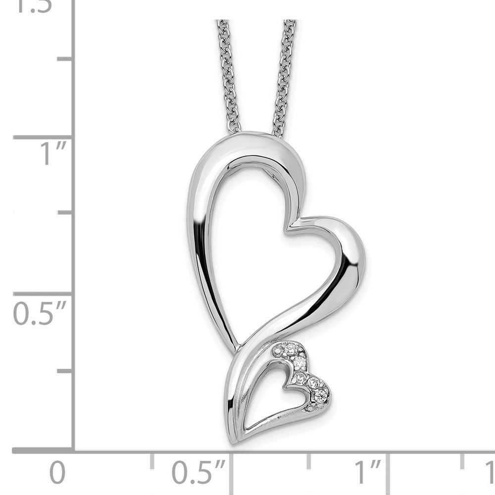 Sterling Silver Sentimental Expressions Rhodium-Plated Cz Protected Heart 18In Necklace