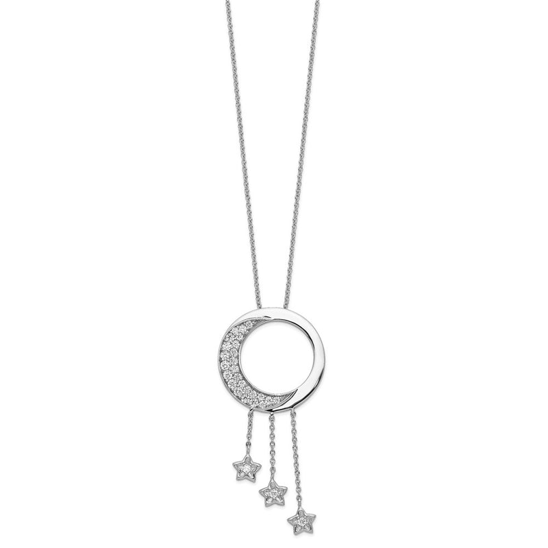 Sterling Silver Sentimental Expressions Rhodium-Plated Cz I Promise You The Moon And Stars 18In Necklace
