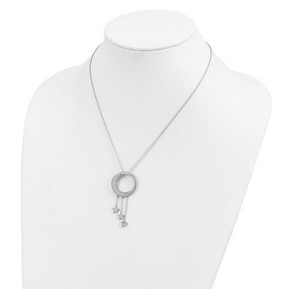 Sterling Silver Sentimental Expressions Rhodium-Plated Cz I Promise You The Moon And Stars 18In Necklace