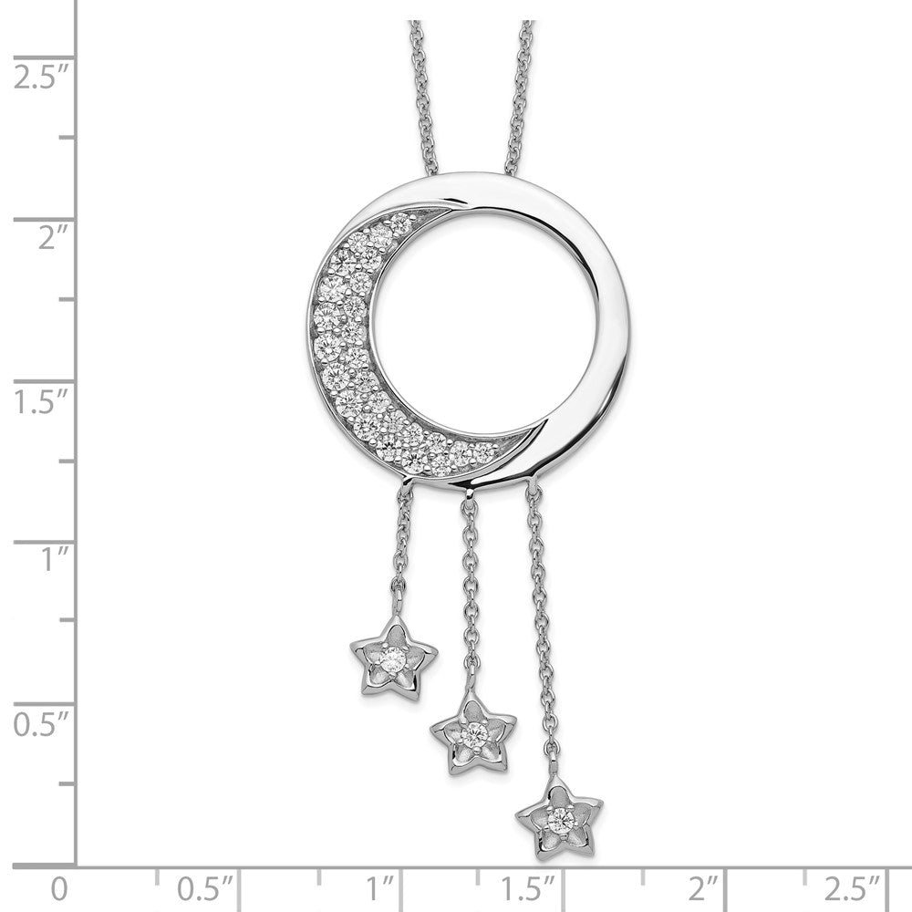 Sterling Silver Sentimental Expressions Rhodium-Plated Cz I Promise You The Moon And Stars 18In Necklace