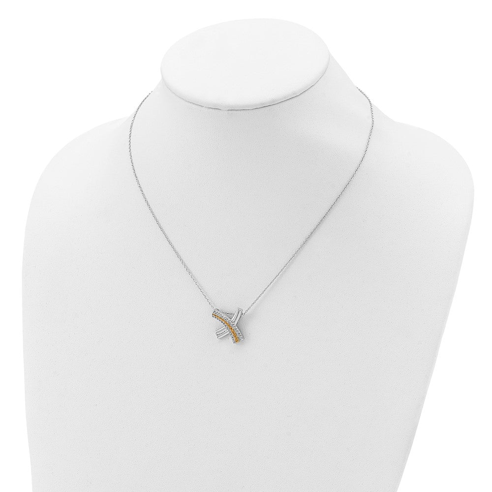 Sterling Silver Sentimental Expressions Gold-Plated Sealed With A Kiss 18In Necklace