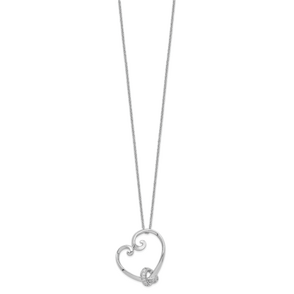 Sterling Silver Sentimental Expressions Rhodium-Plated Cz Love Knots 18In Heart Necklace