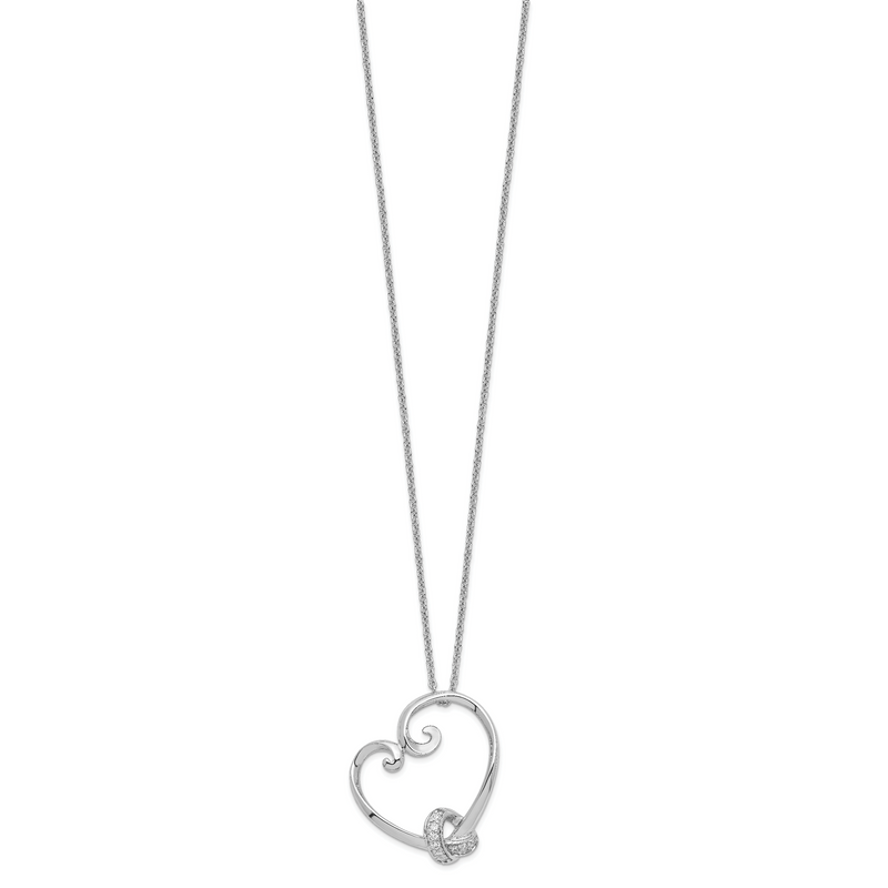 Sterling Silver Sentimental Expressions Rhodium-Plated Cz Love Knots 18In Heart Necklace