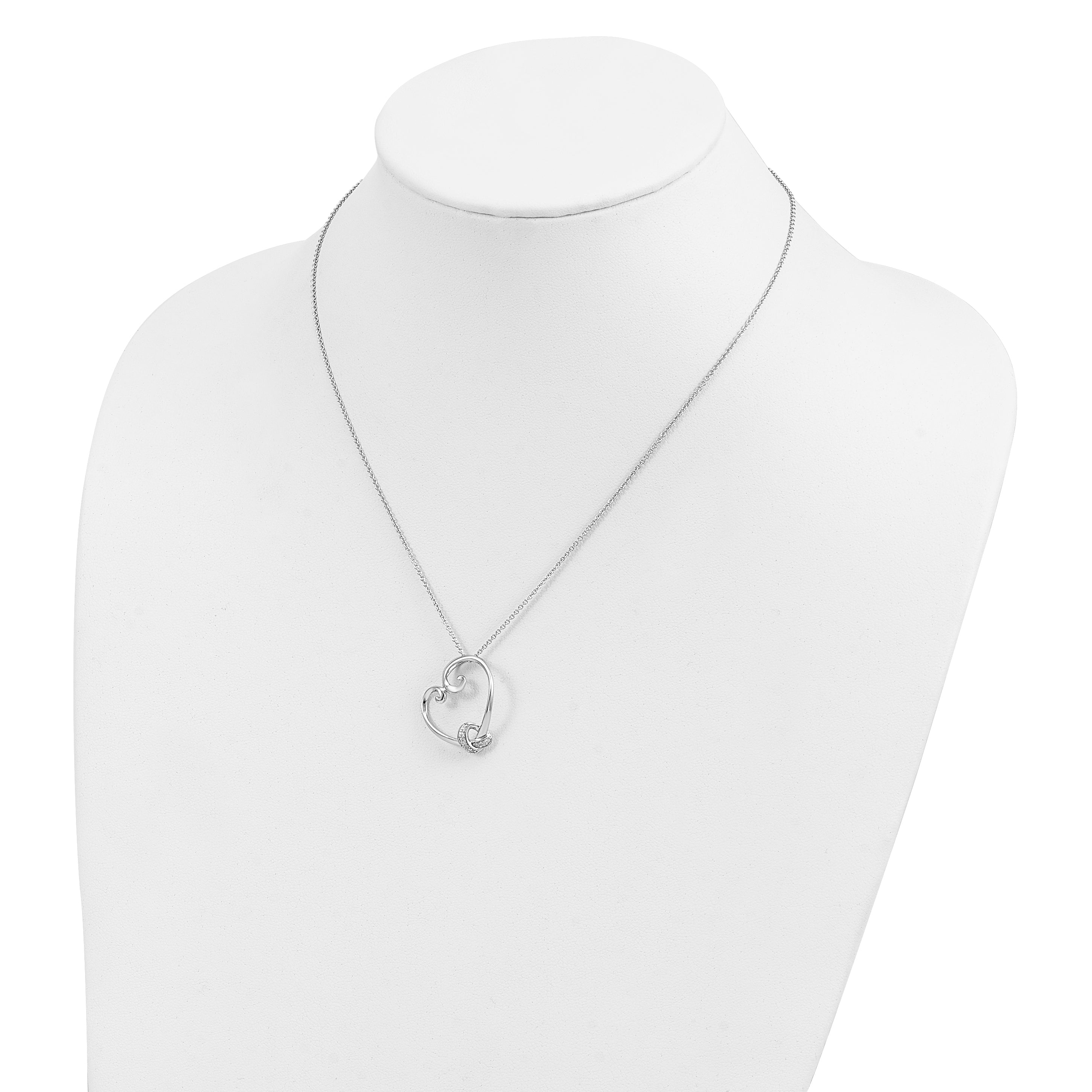 Sterling Silver Sentimental Expressions Rhodium-Plated Cz Love Knots 18In Heart Necklace