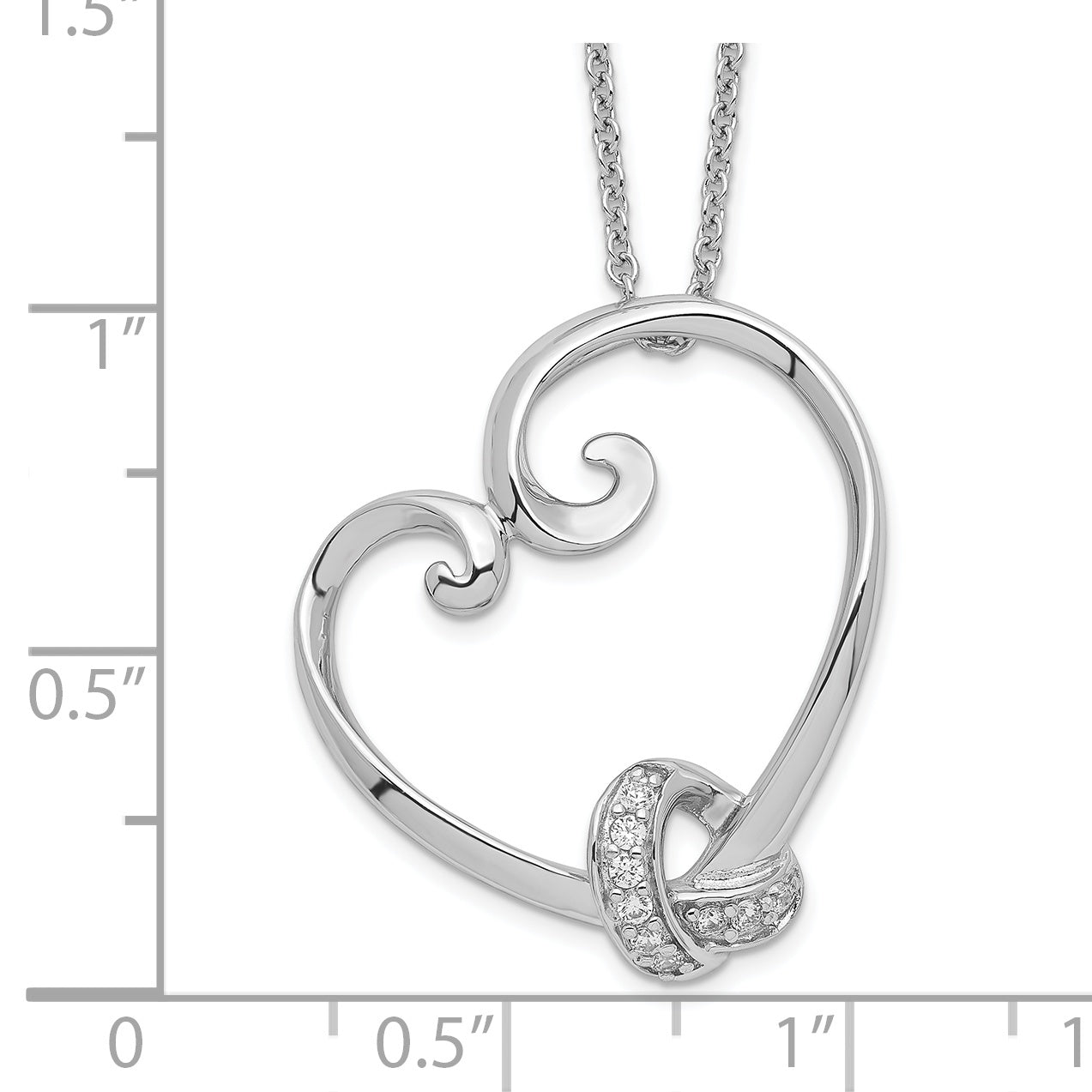 Sterling Silver Sentimental Expressions Rhodium-Plated Cz Love Knots 18In Heart Necklace