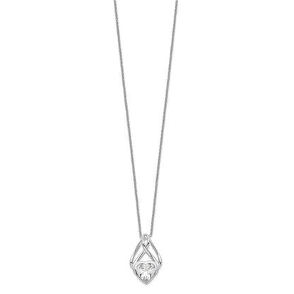 Sterling Silver Sentimental Expressions Rhodium-Plated Cz Wrapped Around My Heart 18In Necklace