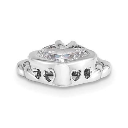 Sterling Silver Sentimental Expressions Rhodium-Plated Cz Wrapped Around My Heart 18In Necklace