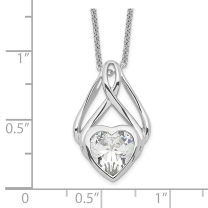 Sterling Silver Sentimental Expressions Rhodium-Plated Cz Wrapped Around My Heart 18In Necklace