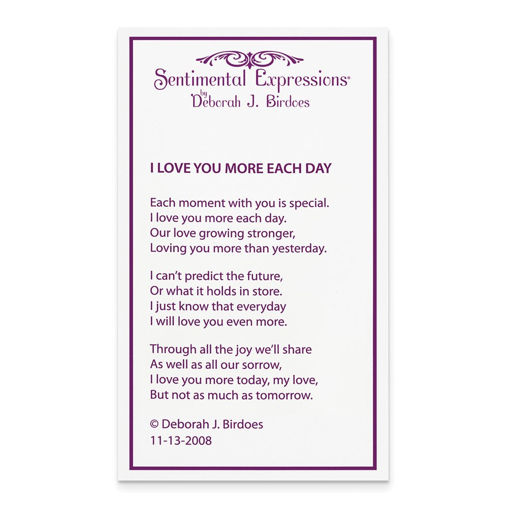 Sterling Silver Sentimental Expressions Rhodium And Gold-Plated Cz I Love You More Each Day Heart 18 Inch Necklace With Poem Card