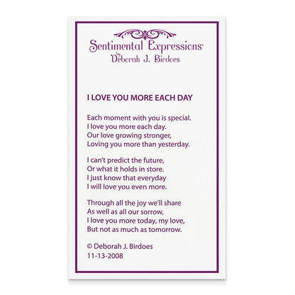 Sterling Silver Sentimental Expressions Rhodium And Gold-Plated Cz I Love You More Each Day Heart 18 Inch Necklace With Poem Card