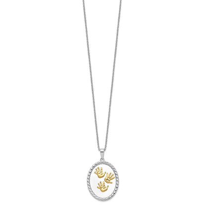 Sterling Silver Sentimental Expressions Gold-Plated Hand Prints 18In Necklace