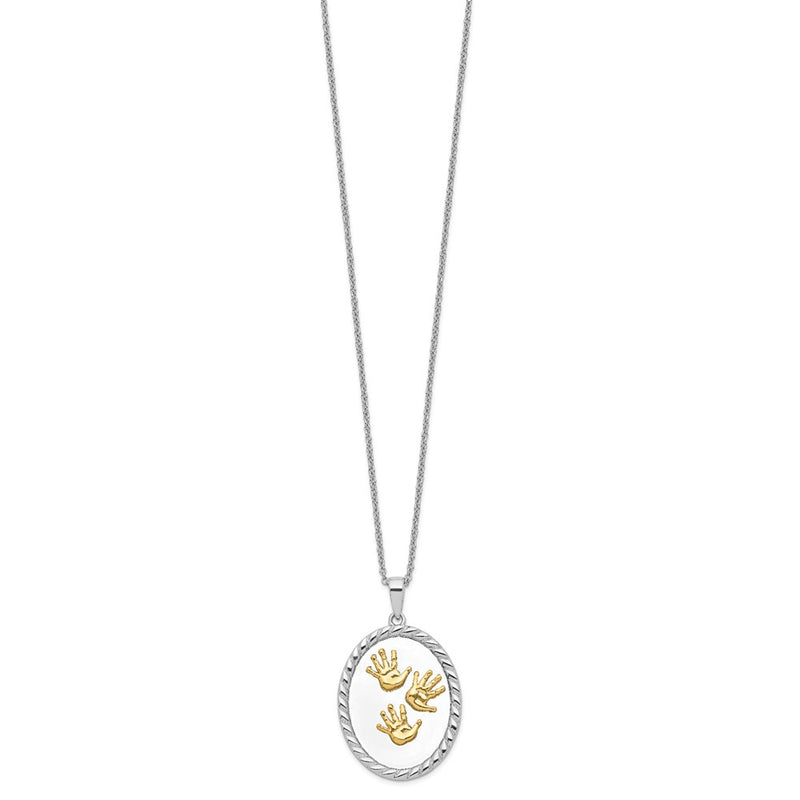 Sterling Silver Sentimental Expressions Gold-Plated Hand Prints 18In Necklace