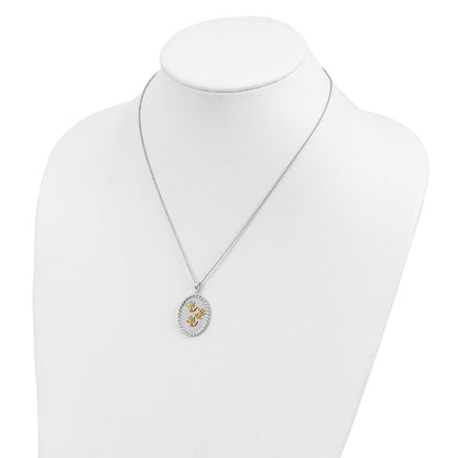 Sterling Silver Sentimental Expressions Gold-Plated Hand Prints 18In Necklace