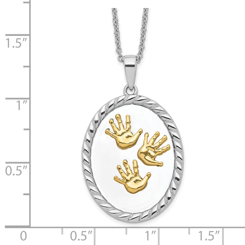 Sterling Silver Sentimental Expressions Gold-Plated Hand Prints 18In Necklace