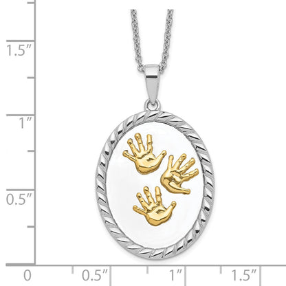 Sterling Silver Sentimental Expressions Gold-Plated Hand Prints 18In Necklace