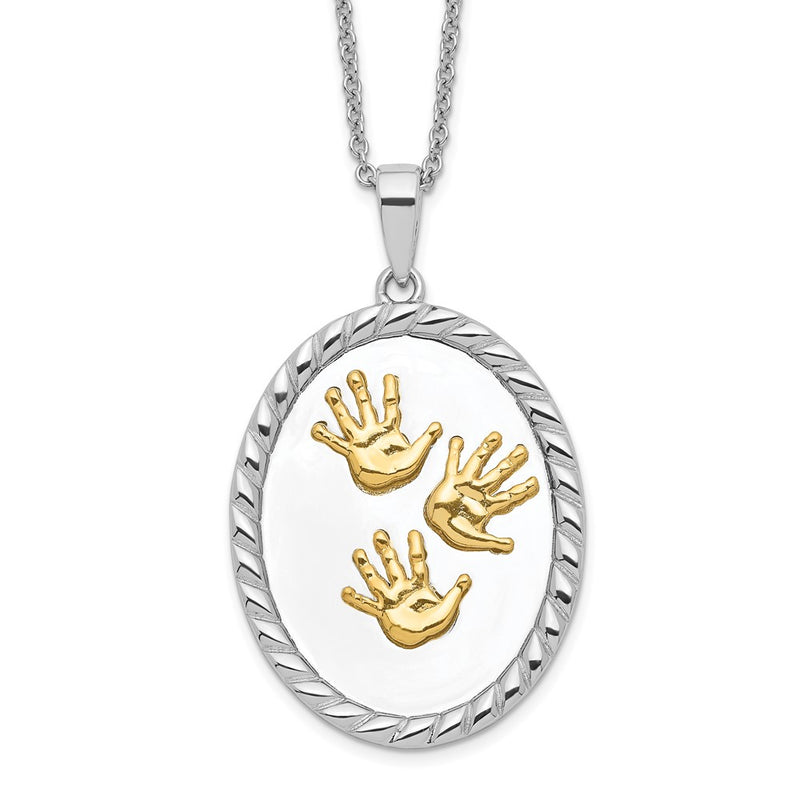 Sterling Silver Sentimental Expressions Gold-Plated Hand Prints 18In Necklace