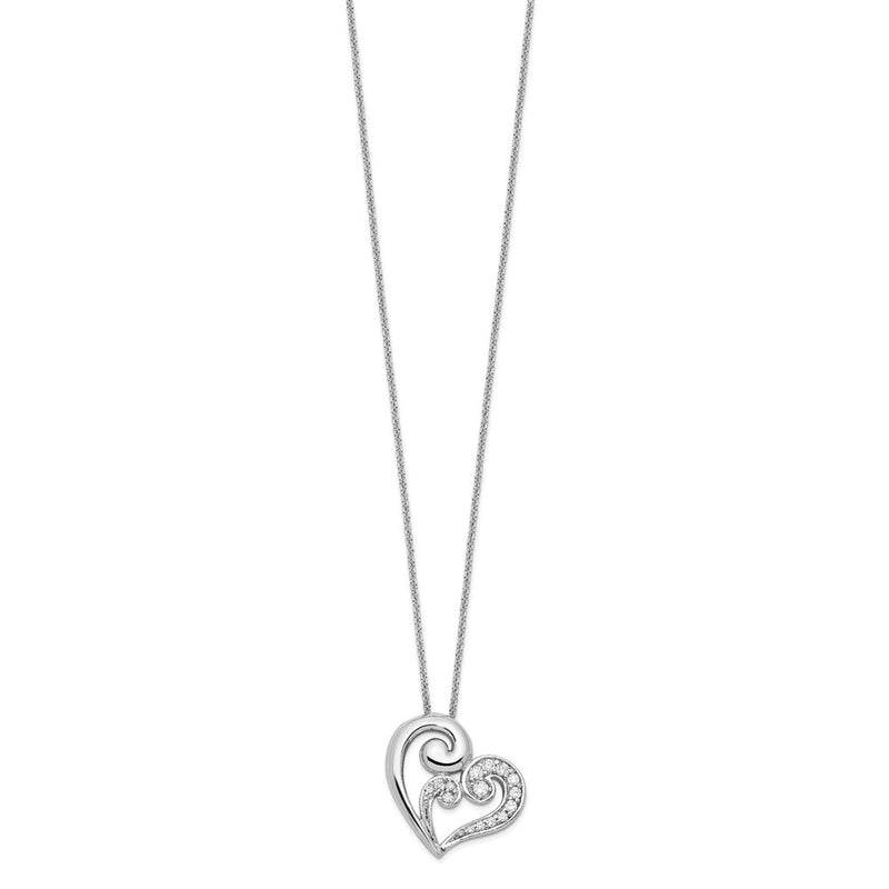 Sterling Silver Sentimental Expressions Rhodium-Plated Cz A Mothers Journey 18In Heart Necklace