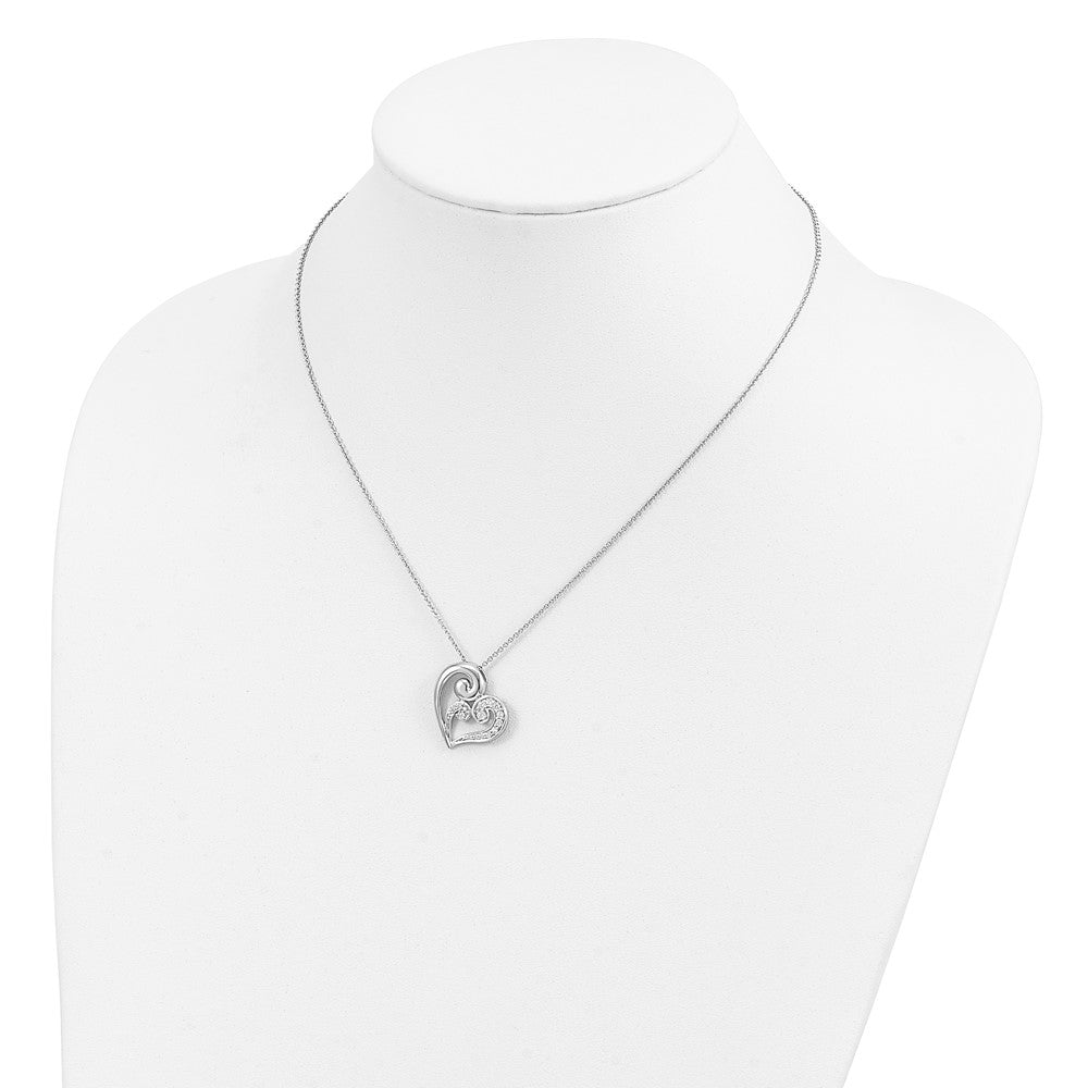 Sterling Silver Sentimental Expressions Rhodium-Plated Cz A Mothers Journey 18In Heart Necklace