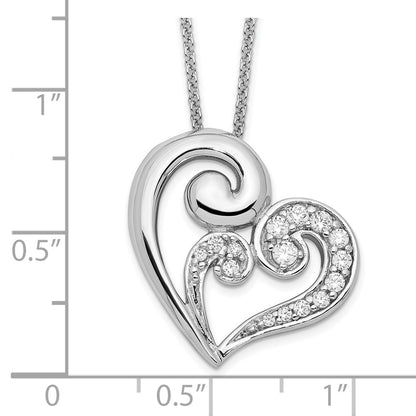 Sterling Silver Sentimental Expressions Rhodium-Plated Cz A Mothers Journey 18In Heart Necklace