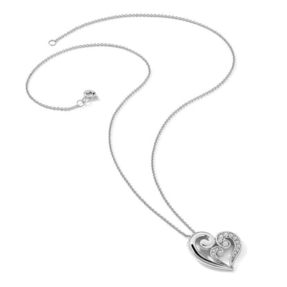 Sterling Silver Sentimental Expressions Rhodium-Plated Cz A Mothers Journey 18In Heart Necklace