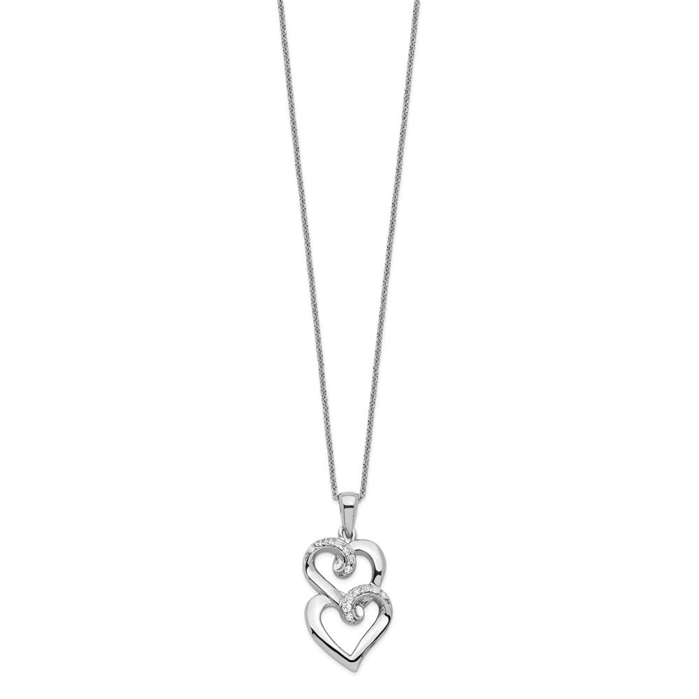 Sterling Silver Sentimental Expressions Rhodium-Plated Cz To My Sister 18In Heart Necklace