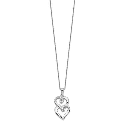 Sterling Silver Sentimental Expressions Rhodium-Plated Cz To My Sister 18In Heart Necklace