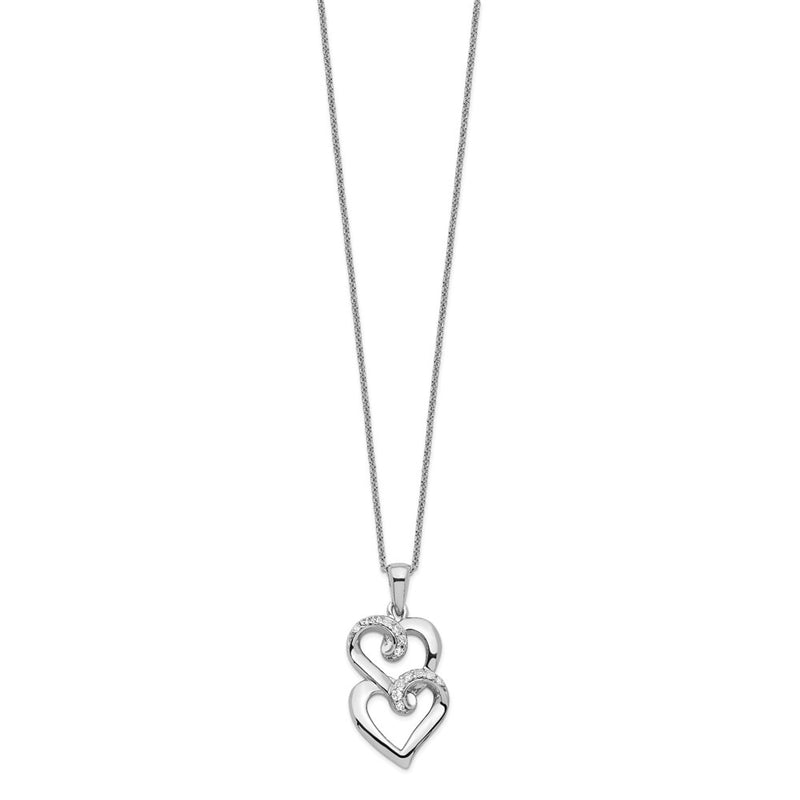 Sterling Silver Sentimental Expressions Rhodium-Plated Cz To My Sister 18In Heart Necklace