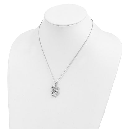 Sterling Silver Sentimental Expressions Rhodium-Plated Cz To My Sister 18In Heart Necklace