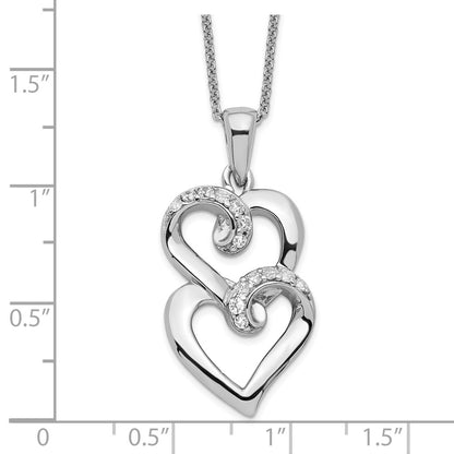Sterling Silver Sentimental Expressions Rhodium-Plated Cz To My Sister 18In Heart Necklace