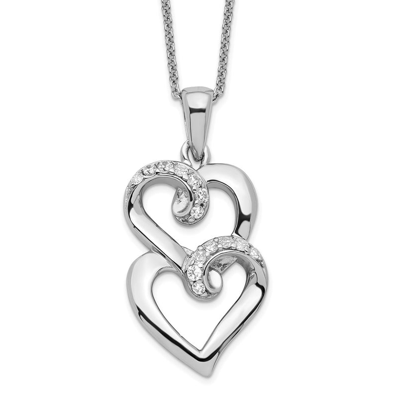 Sterling Silver Sentimental Expressions Rhodium-Plated Cz To My Sister 18In Heart Necklace