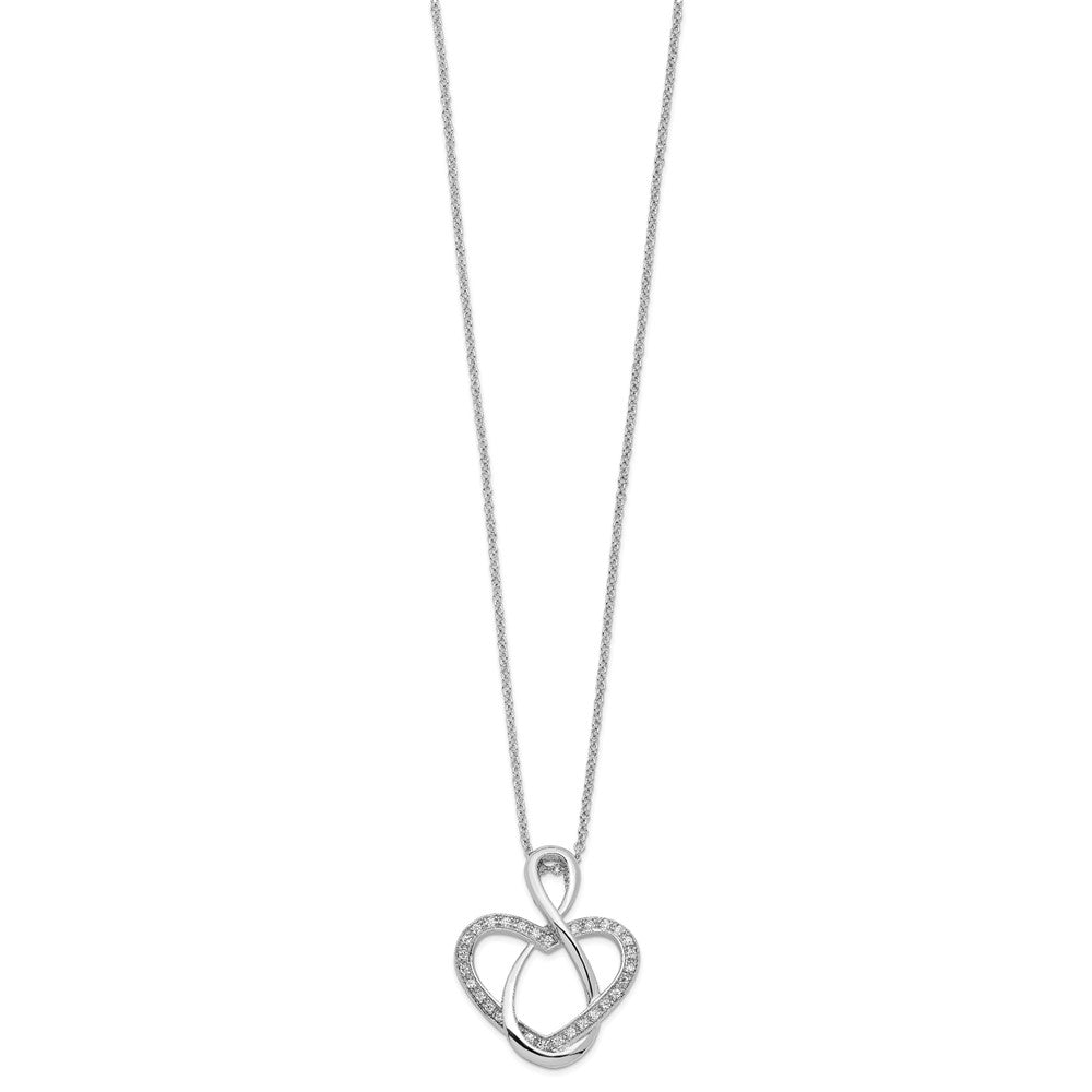 Sterling Silver Sentimental Expressions Rhodium-Plated Cz Lifetime Friend 18In Necklace
