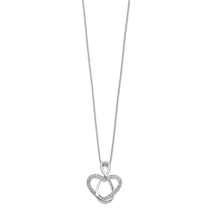 Sterling Silver Sentimental Expressions Rhodium-Plated Cz Lifetime Friend 18In Necklace