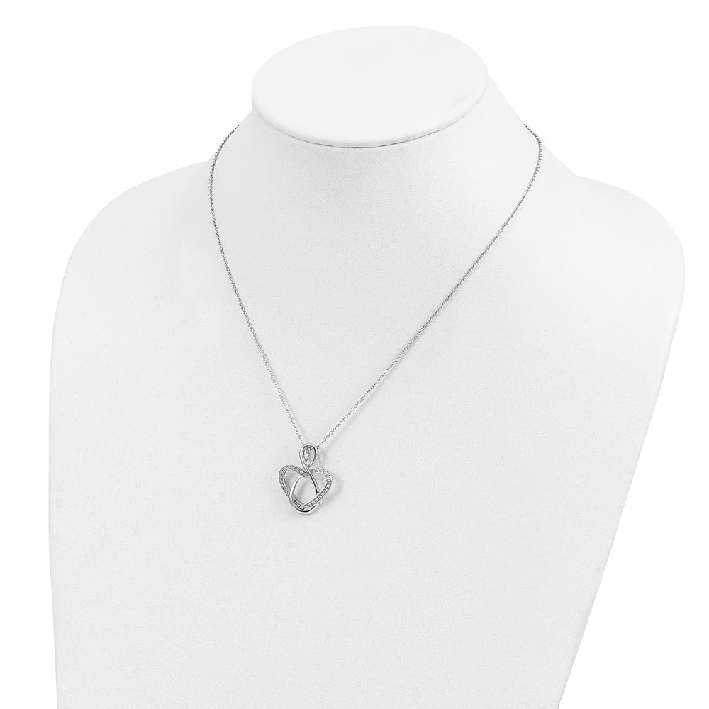 Sterling Silver Sentimental Expressions Rhodium-Plated Cz Lifetime Friend 18In Necklace