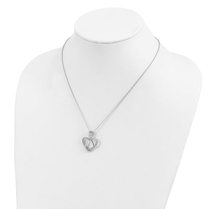Sterling Silver Sentimental Expressions Rhodium-Plated Cz Lifetime Friend 18In Necklace