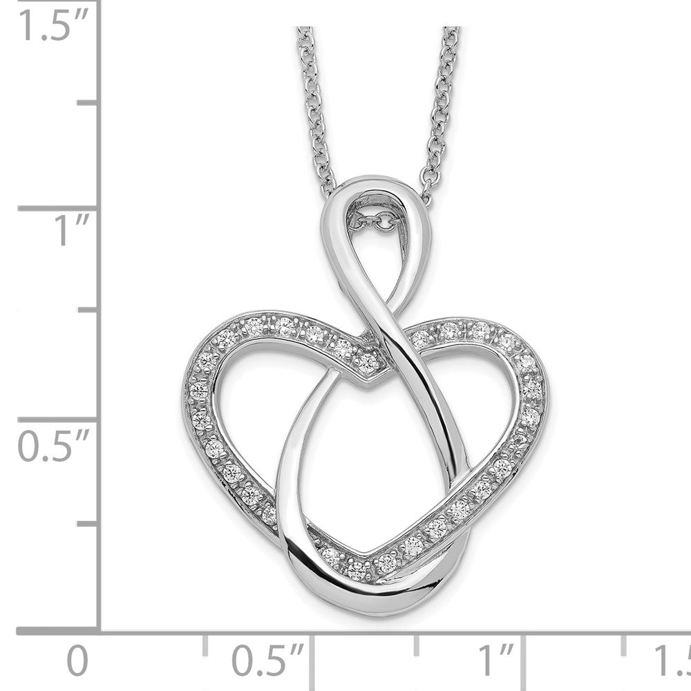 Sterling Silver Sentimental Expressions Rhodium-Plated Cz Lifetime Friend 18In Necklace