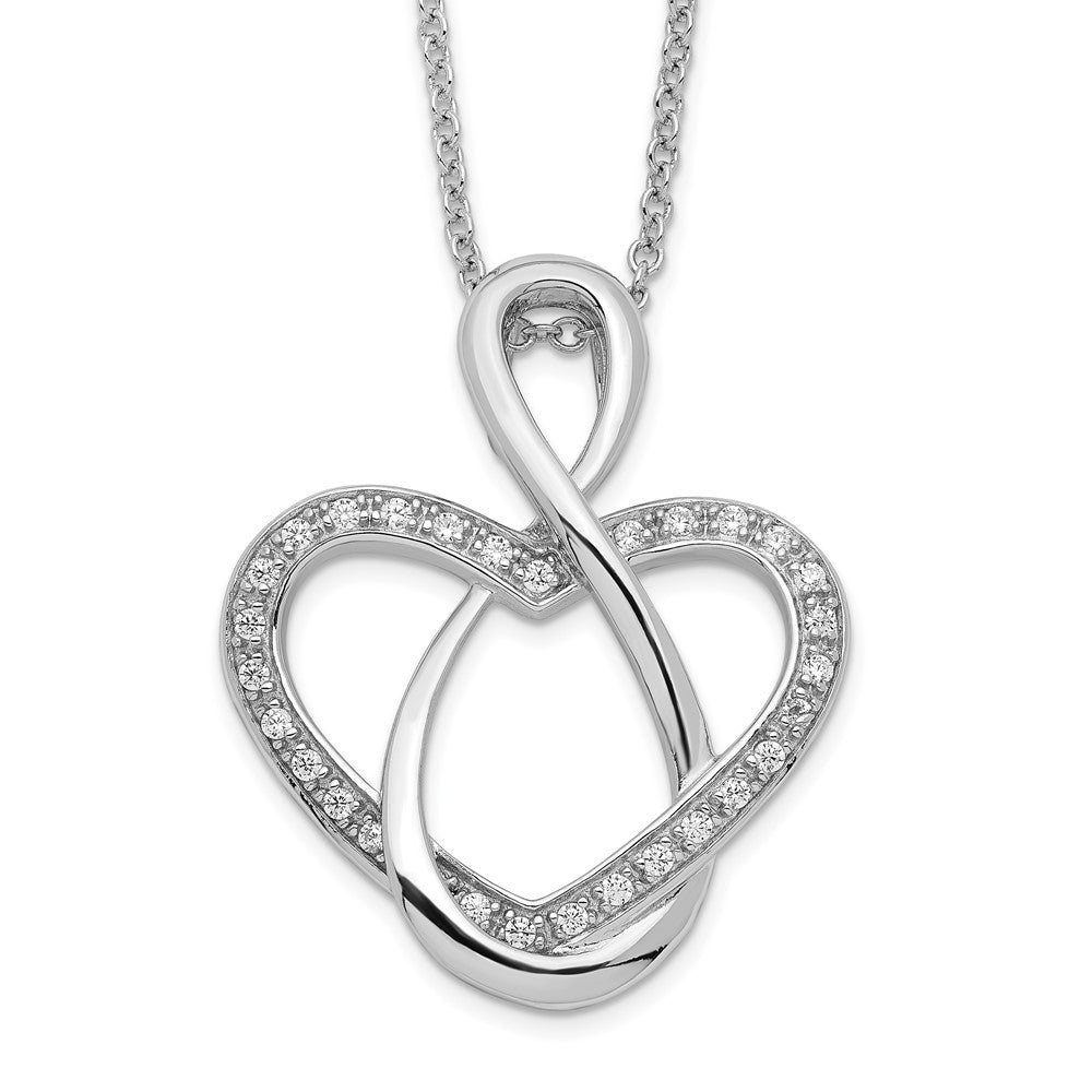 Sterling Silver Sentimental Expressions Rhodium-Plated Cz Lifetime Friend 18In Necklace