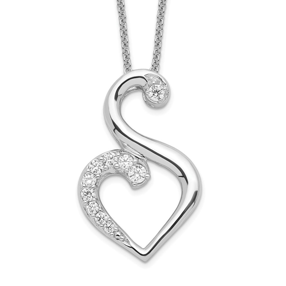 Sterling Silver Sentimental Expressions Rhodium-Plated Cz Journey Of Friendship 18In Necklace