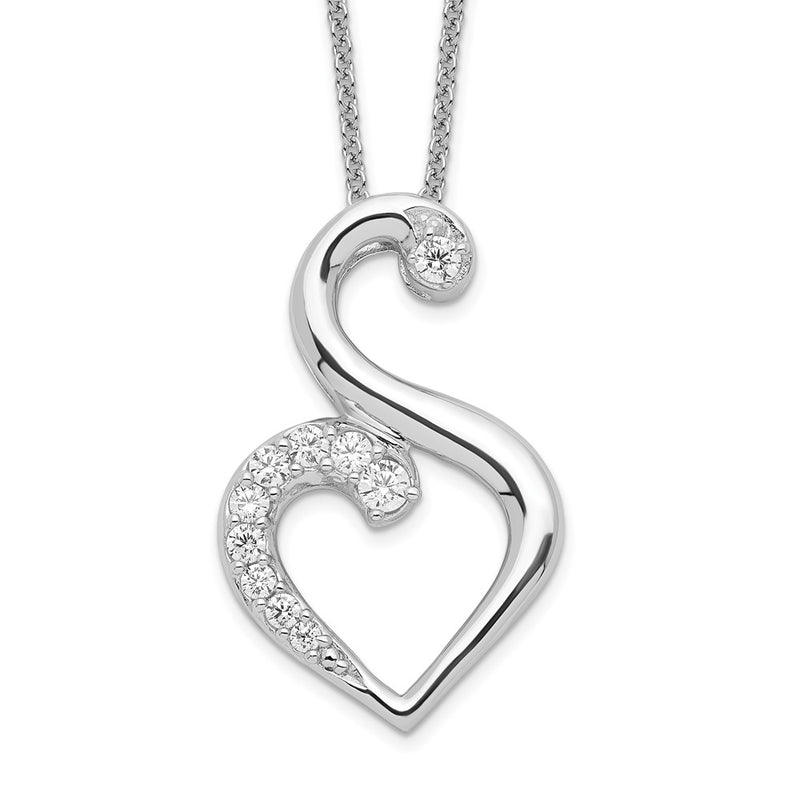 Sterling Silver Sentimental Expressions Rhodium-Plated Cz Journey Of Friendship 18In Necklace