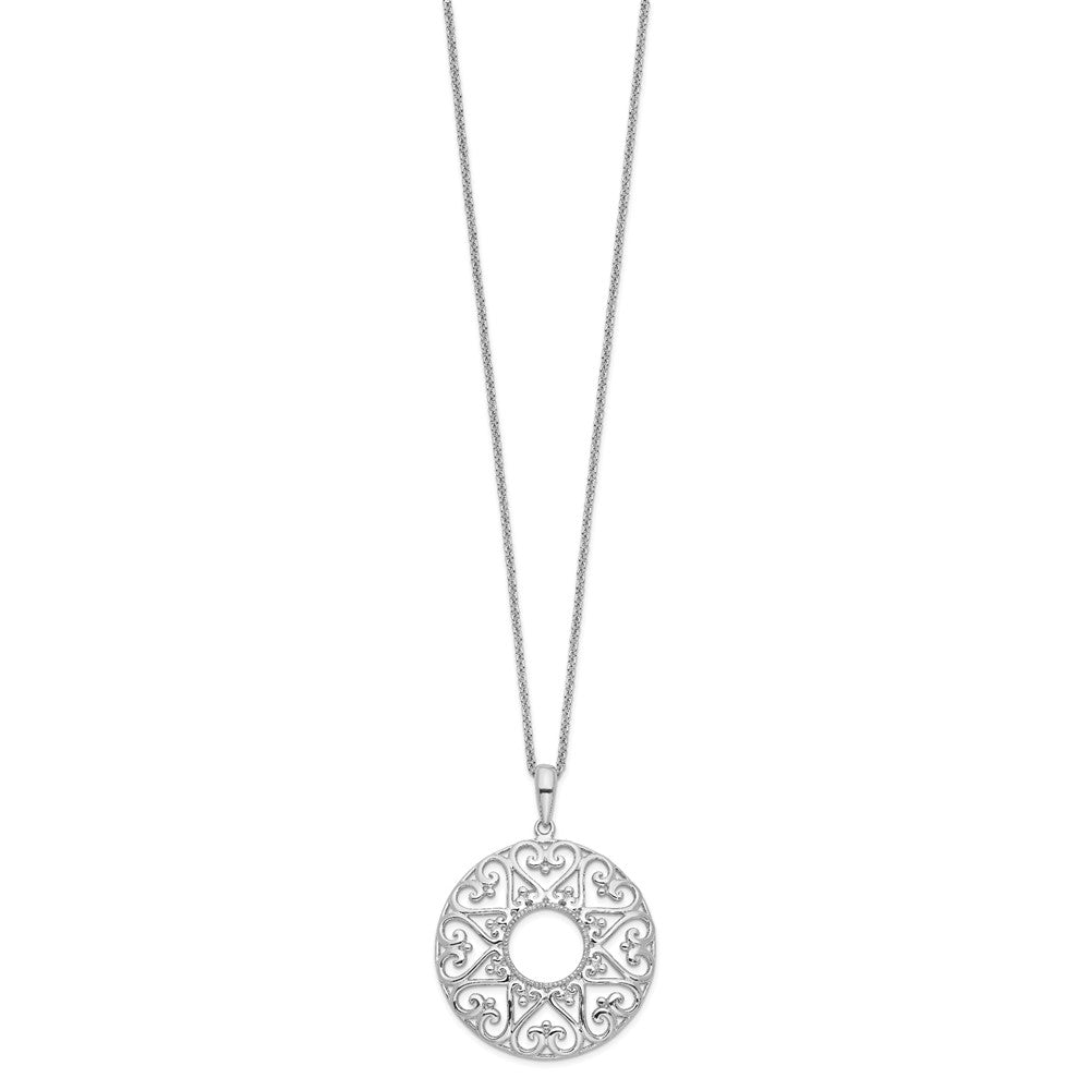 Sterling Silver Sentimental Expressions Rhodium-Plated Polished Family Heart Strings 18In Necklace
