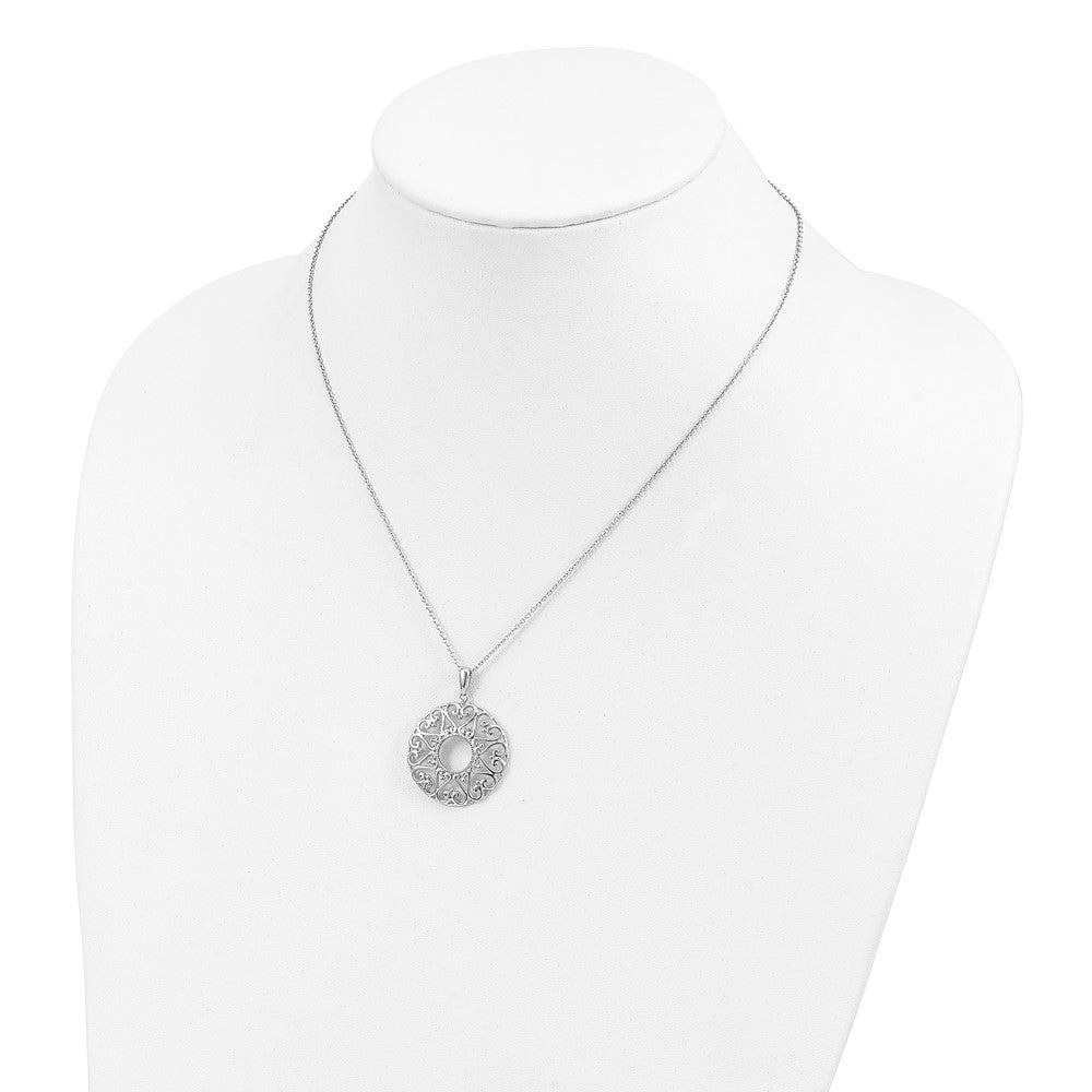 Sterling Silver Sentimental Expressions Rhodium-Plated Polished Family Heart Strings 18In Necklace