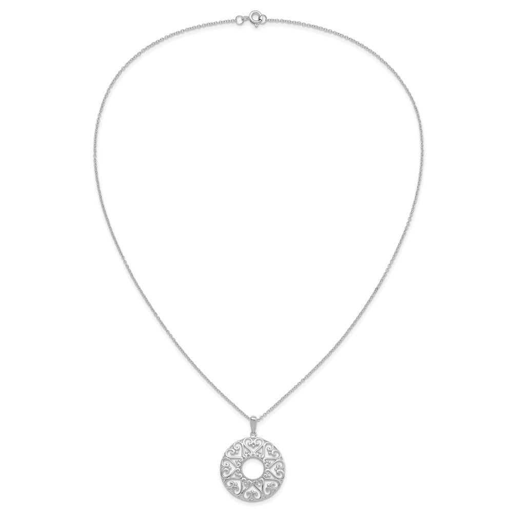 Sterling Silver Sentimental Expressions Rhodium-Plated Polished Family Heart Strings 18In Necklace