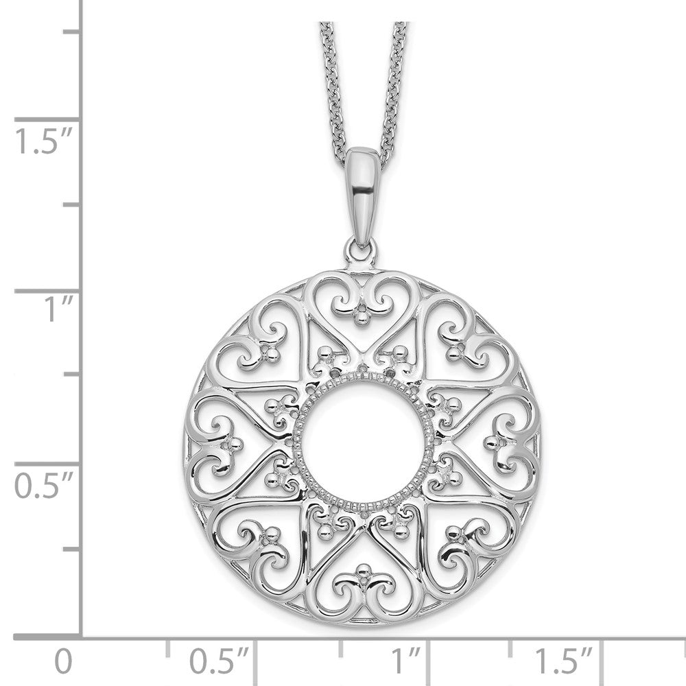 Sterling Silver Sentimental Expressions Rhodium-Plated Polished Family Heart Strings 18In Necklace