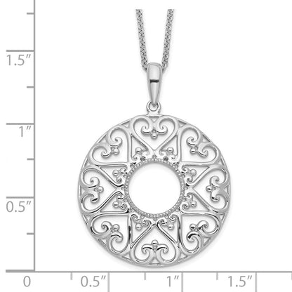 Sterling Silver Sentimental Expressions Rhodium-Plated Polished Family Heart Strings 18In Necklace